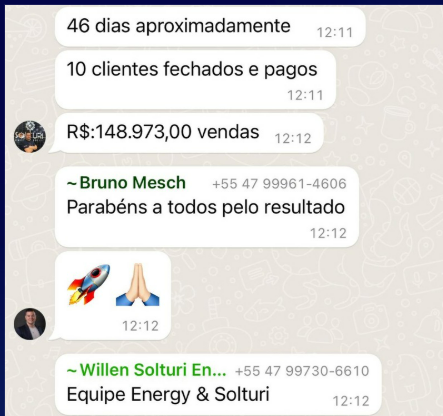 Print de WhatsApp: R$ 148.973 em 46 dias